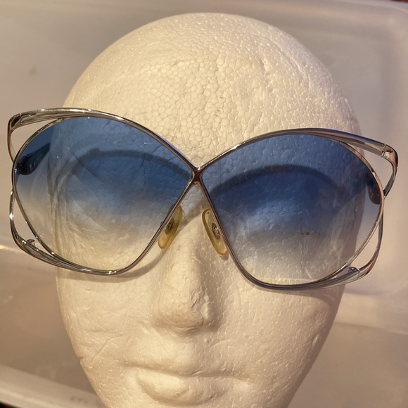 CD Christian Dior sunglasses ? VINTAGE oversized 1980s butterfly ? blue chrome main image 9